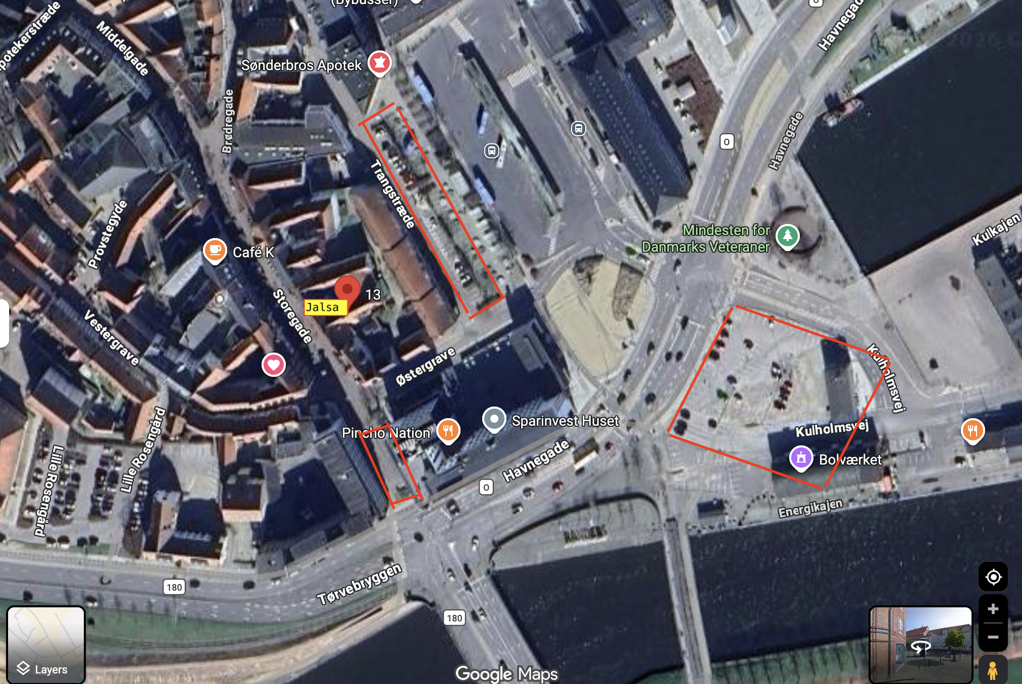 Kort over parkeringsmuligheder nær Jalsa Randers